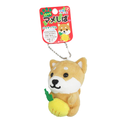 ぬいぐるみﾎﾞｰﾙﾁｪｰﾝ　マメしば　パイナップル