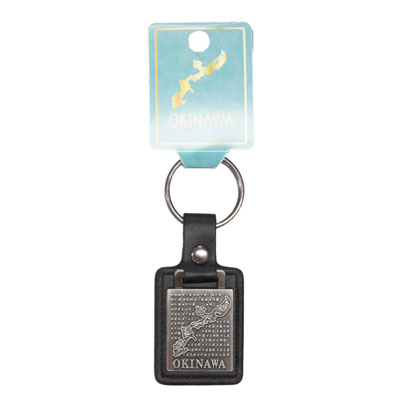レザープレートK/H　OKINAWA地図 (黒)