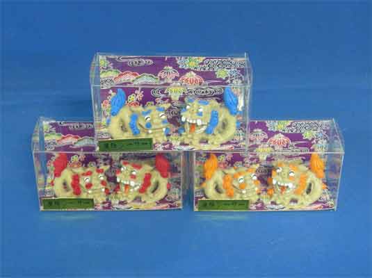 紅型ペア獅子ｴﾝﾋﾞｹｰｽ入り