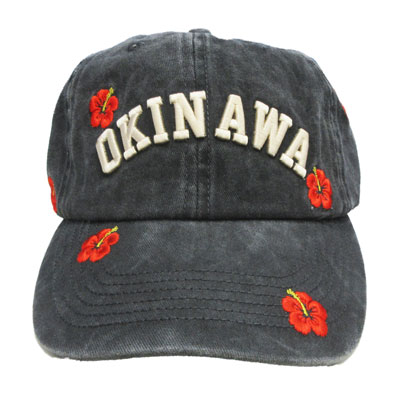 刺繍ハイビスカスCAP 黒 (COK006-A)