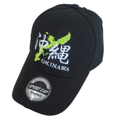 キャップ　沖縄地図　黒