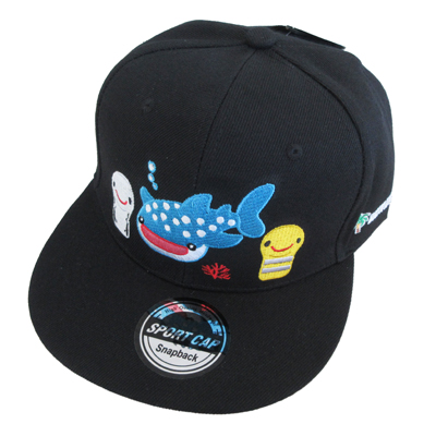 キャップ　ジンベエザメと仲間たち　黒